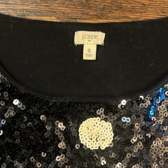 J. Crew Polka Dot Sequin T-shirt, Black & White Size S - Picture 4 of 12